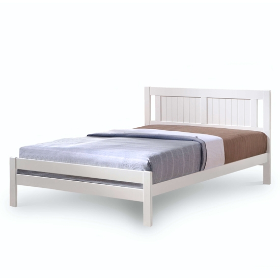 Glorry Wooden King Size Bed In White