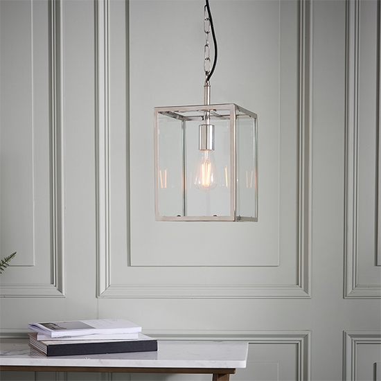 Hadden Clear Glass Ceiling Pendant Light In Bright Nickel