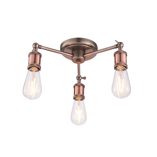 Hal 3 Lights Semi Flush Ceiling Light In Aged Pewter And Aged Copper