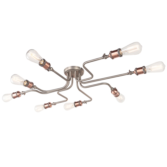 Hal 8 Lights Semi Flush Ceiling Pendant Light In Aged Pewter And Aged Copper