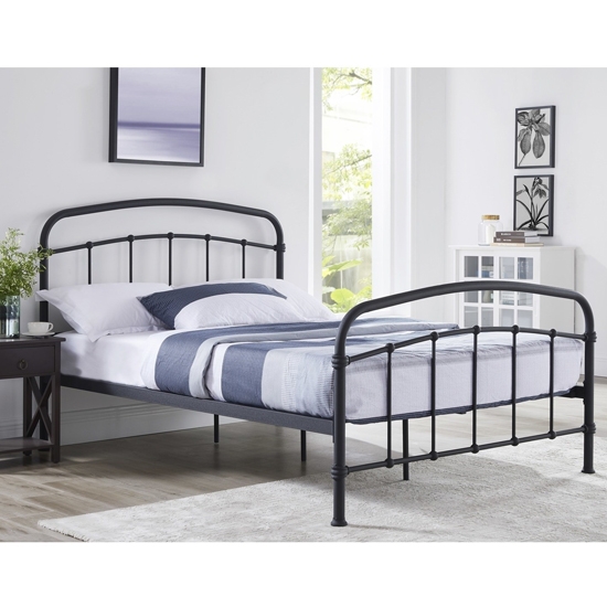 Halston Metal Double Bed In Black