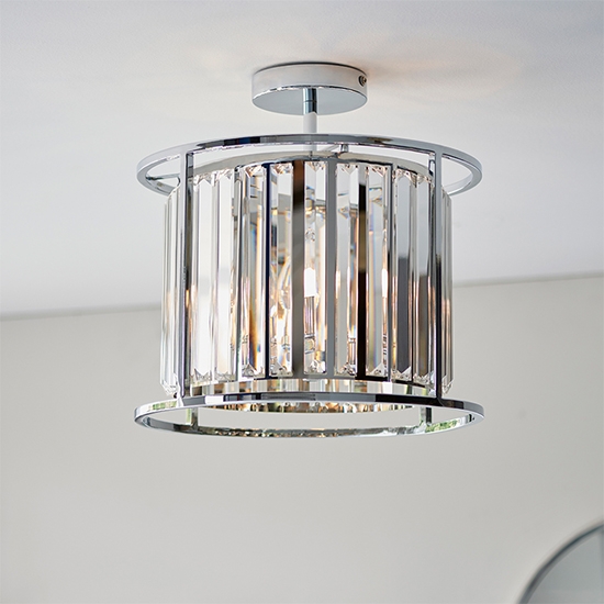 Hamilton 3 Lights Clear Glass Semi Flush Ceiling Light In Chrome