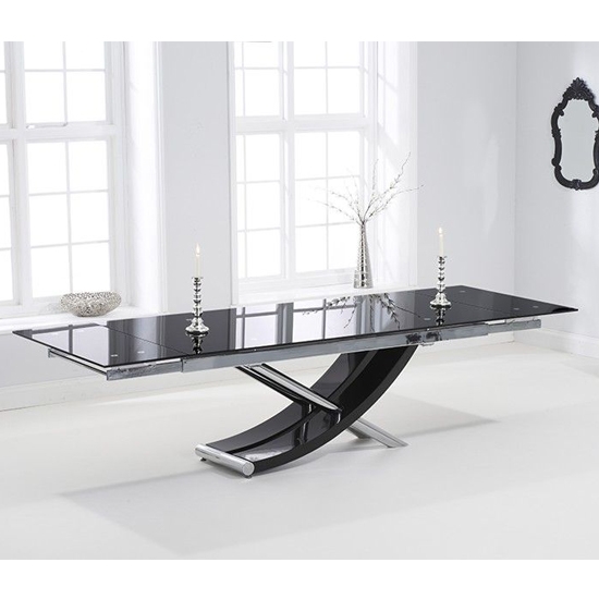 Hanover Extending Glass Dining Table With Chrome Stainless Steel Legs