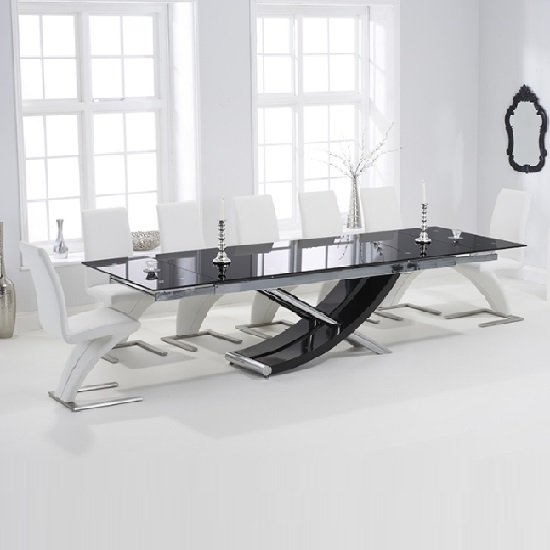 Hanover Glass Extendable Dining Table With 6 Hereford White Chairs