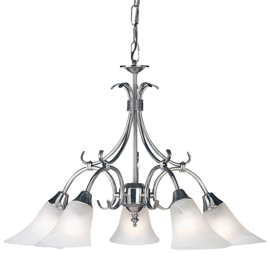 Hardwick 5 Lights Frosted Glass Ceiling Pendant Light In Antique Silver