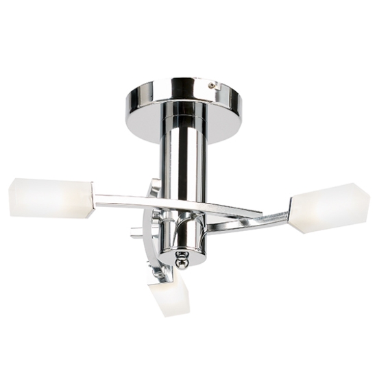 Havana 3 Lights Frosted Glass Semi Flush Ceiling Light In Chrome