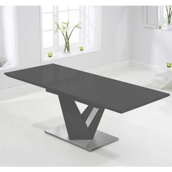 Haven Extending Wooden Dining Table In Dark Grey High Gloss