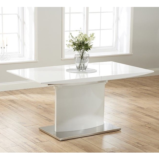 Hayden Extending Wooden Dining Table In White High Gloss