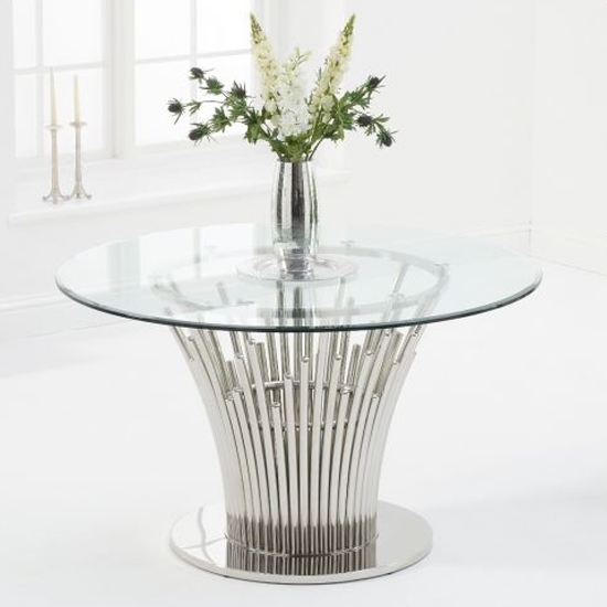 Heath Round Glass Dining Table With Chrome Metal Base