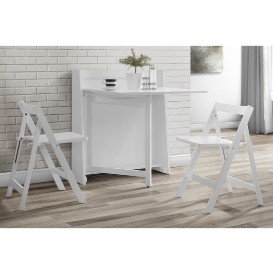 Helsinki Wooden Compact Folding 2 Seater Dining Set In White