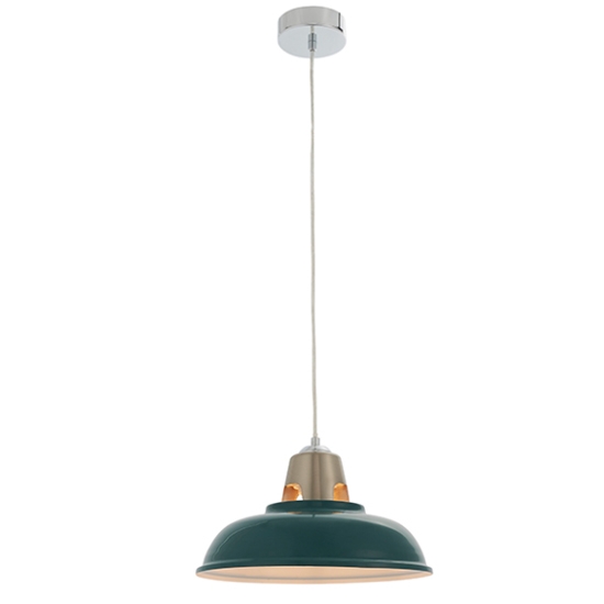 Henley Gloss Mallard Green Ceiling Pendant Light In Satin Nickel