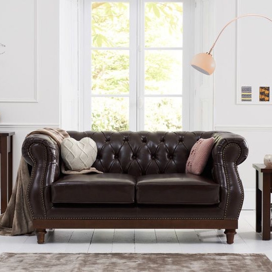 Highgrove Faux Leather 2 Seater Sofa In Brown