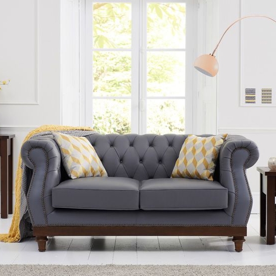 Highgrove Faux Leather 2 Seater Sofa In Grey