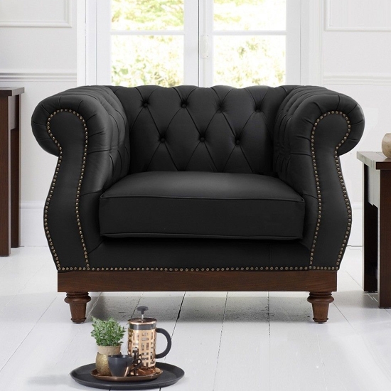 Highgrove Faux Leather Armchair In Black