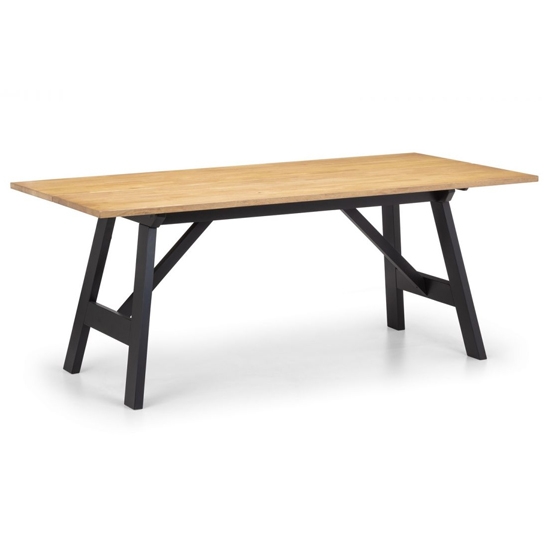 Hockley Rectangular Wooden Dining Table In Black And Oak