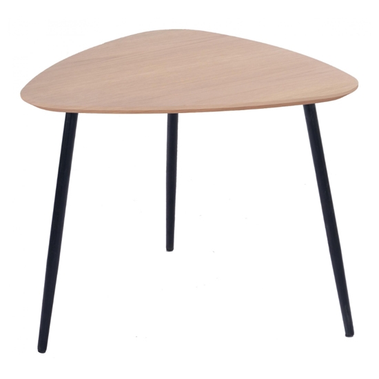 Holcombe Wooden Lamp Table In Oak Veneer With Black Metal Legs