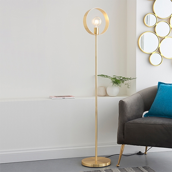 Hoop Led Floor Lamp In Brushed Brass