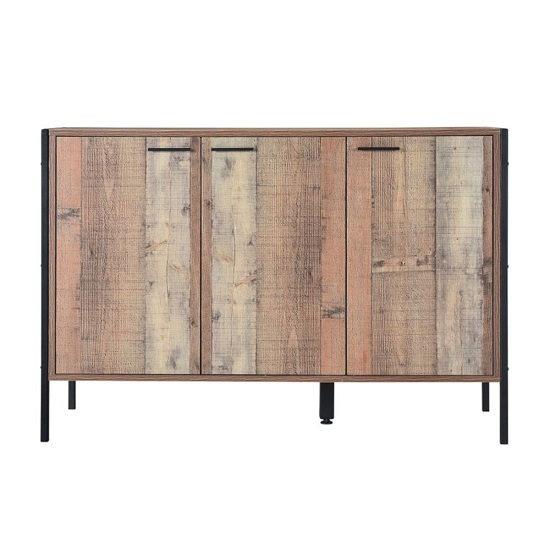 Hoxton Wooden 3 Doors Sideboard In Oak