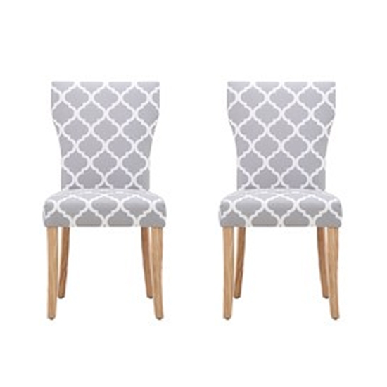 Hugo Patterned Fabric Dining Chair In Pair