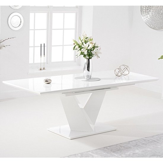 Hunter Extending Dining Table In White High Gloss