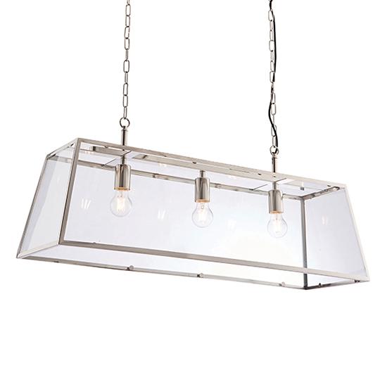 Hurst 3 Lights Clear Glass Ceiling Pendant Light In Bright Nickel