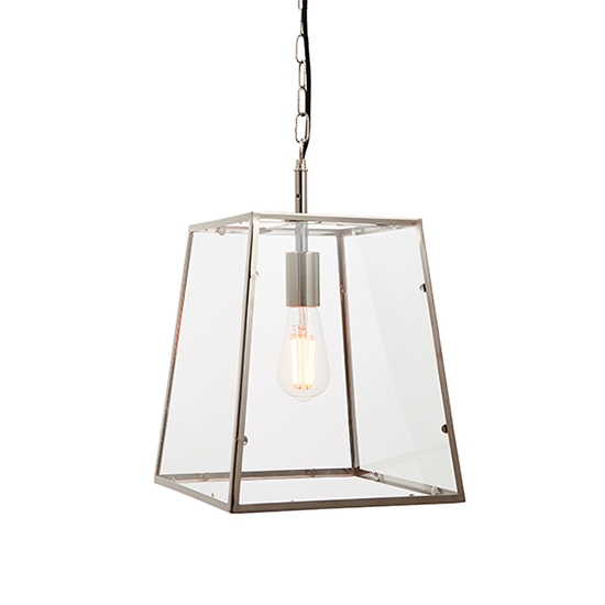 Hurst Clear Glass Ceiling Pendant Light In Bright Nickel