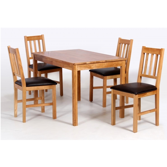 Hyde Wooden Dining Set In Oak With 4 Chairs