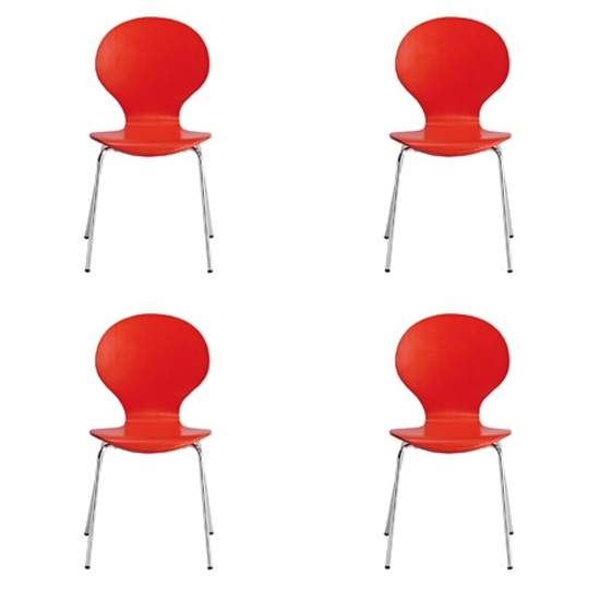 Ibiza Set Of 4 Dining Chairs In Red