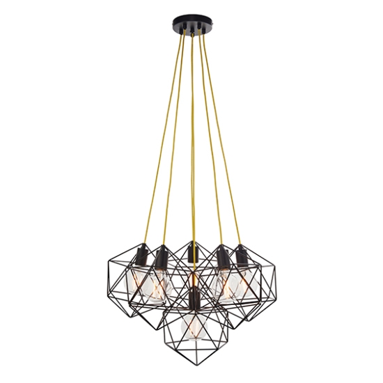 Icosa 6 Lights Ceiling Pendant Light In Matt Black