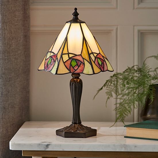 Ingram Small Tiffany Glass Table Lamp In Dark Bronze