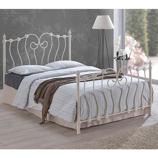 Inova Metal Small Double Bed In Ivory