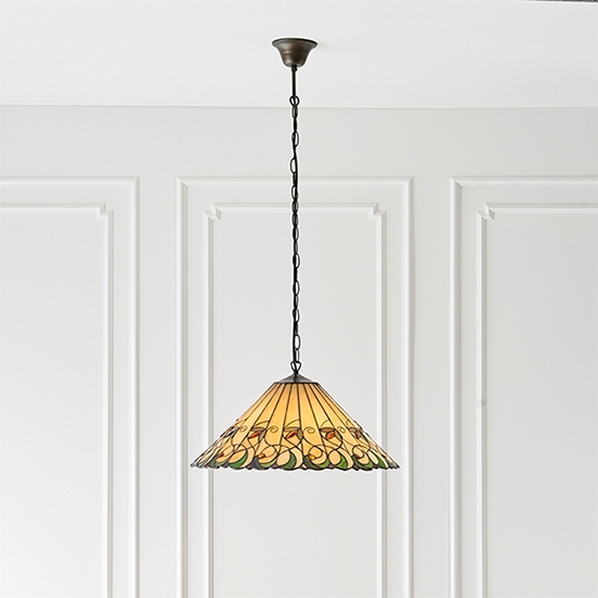 Jamelia Large 3 Lights Tiffany Glass Flush Ceiling Light In Dark Bronze