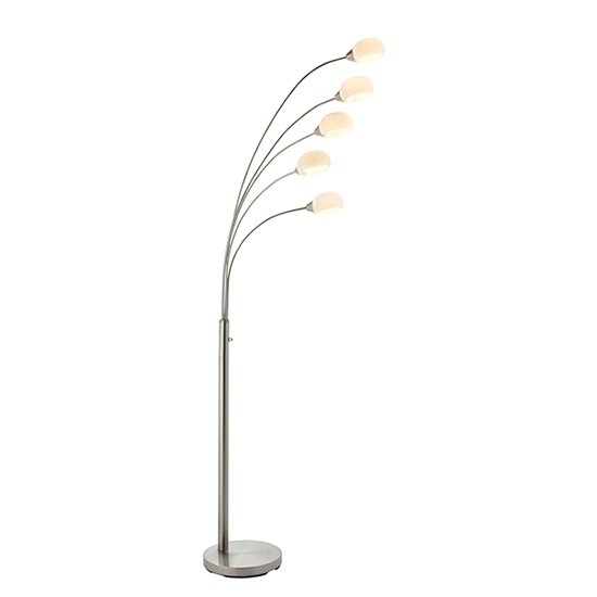 Jaspa White Glass 5 Lights Floor Lamp In Satin Nickel