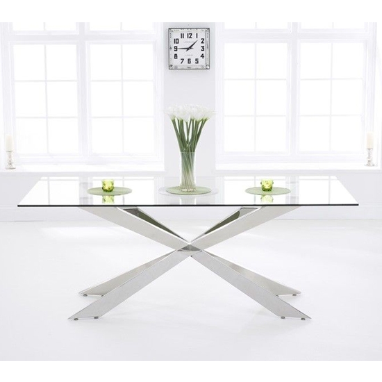 Jazz Glass Dining Table With Chrome Stainless Steel Legs