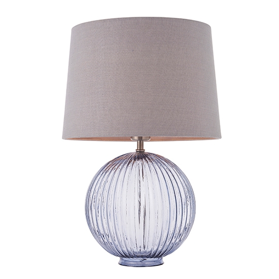 Jemma And Mia Charcoal Shade Table Lamp With Smokey Grey Ribbed Base