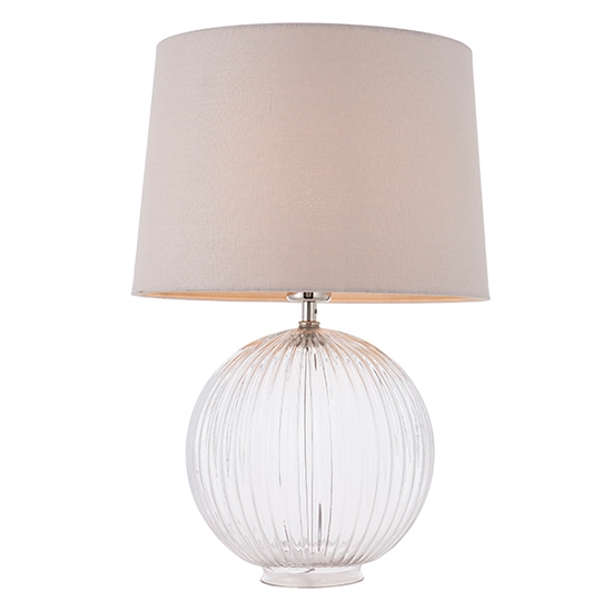 Jemma And Mia Natural Shade Table Lamp With Clear Ribbed Base