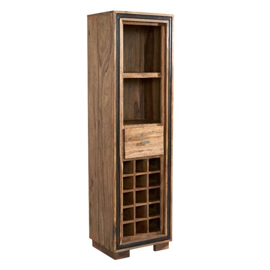 Jodhpur Wooden 1 Drawer Bookcase With Wine Rack In Sheesham