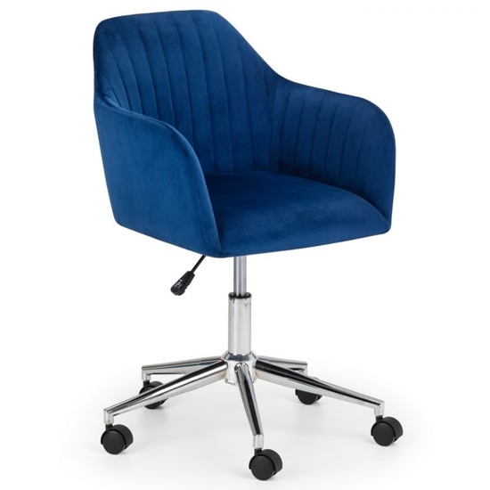 Kahlo Velvet Upholstered Swivel Home And Office Chair In Blue