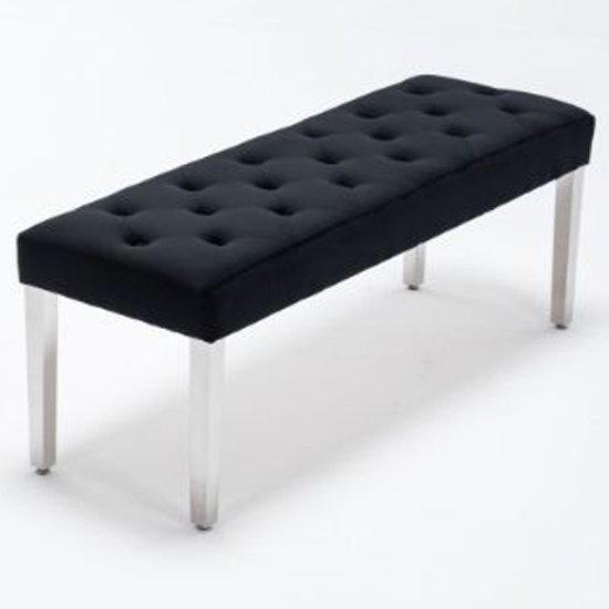 Knightsbridge Velvet Dining Bench In Black