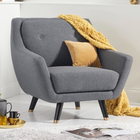 Laura Linen Fabric Upholstered Armchair In Grey