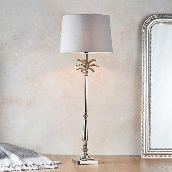 Leaf And Mia Tall Charcoal Shade Table Lamp In Polished Nickel