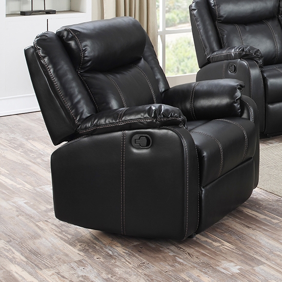 Leeds Leatherlux Pu Recliner 1 Seater Sofa In Gun Metal