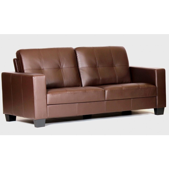 Lena Bonded Leather And Pvc 3 Seater Sofa In Brown