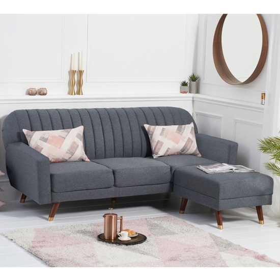 Leslie Linen Fabric Upholstered Sofa Bed In Grey