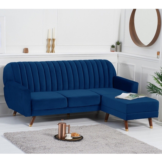 Leslie Velvet Upholstered Sofa Bed In Blue