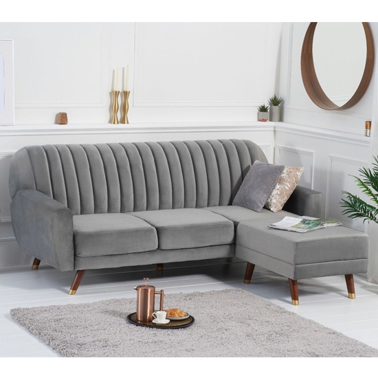 Leslie Velvet Upholstered Sofa Bed In Grey