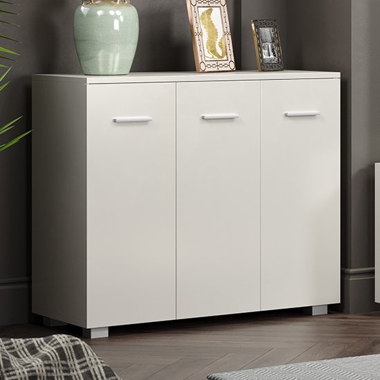 Lido Wooden 3 Doors Sideboard In White High Gloss