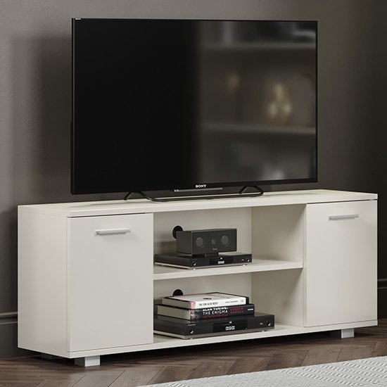 Lido Wooden Widescreen 2 Doors Tv Stand In White High Gloss