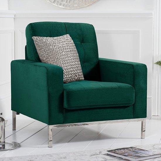 Lillian Velvet Upholstered Armchair In Green