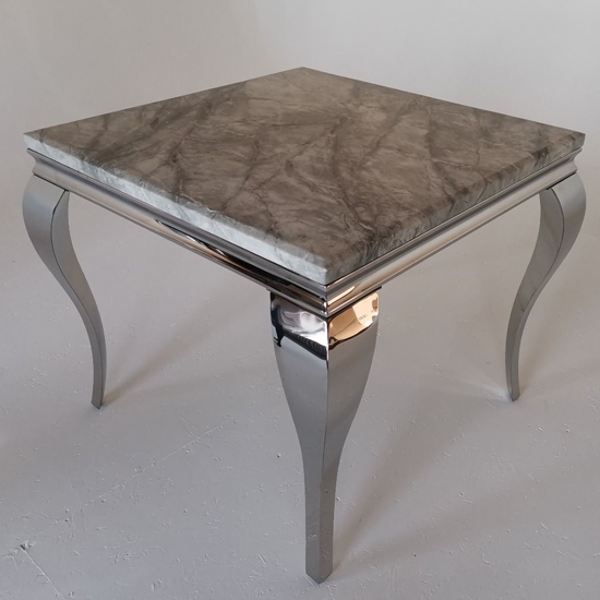 Liyana 90cm Marble Dining Table In Grey With Chrome Legs